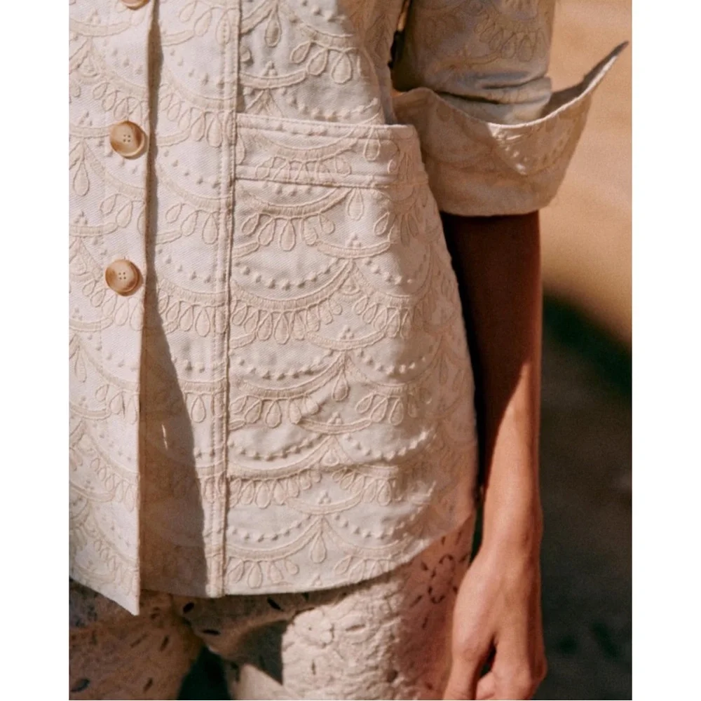 Sezane Cream Textured Jacket - Picture 3 of 16